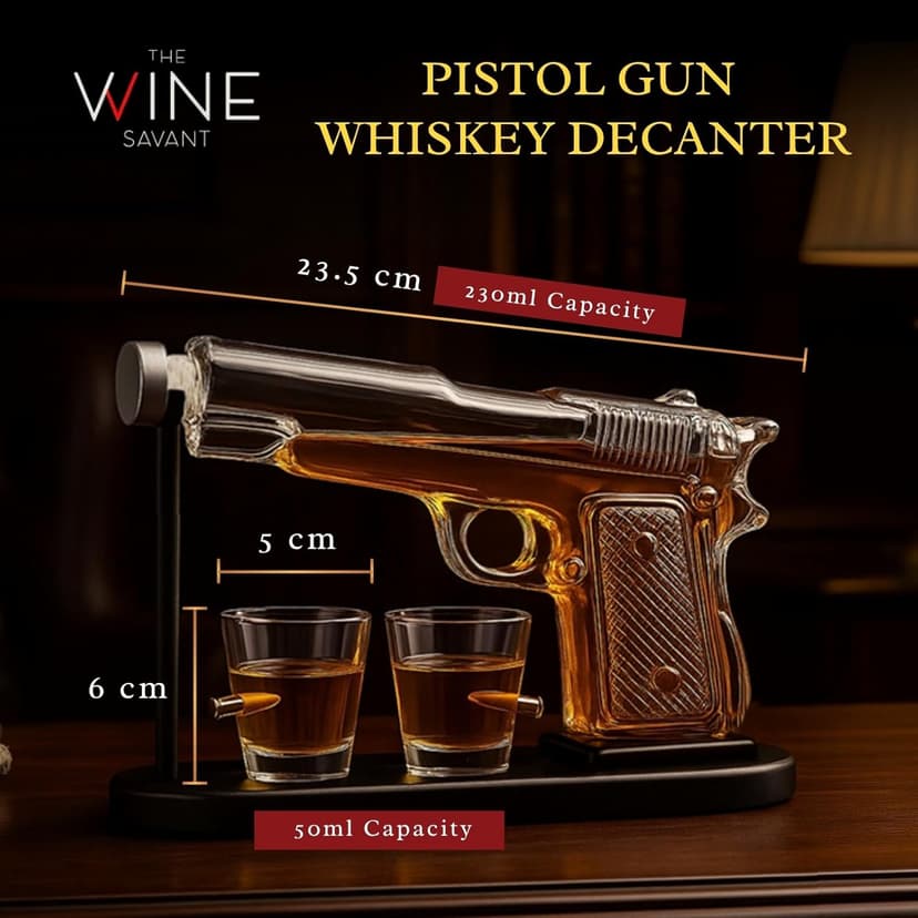 Gifts for Men Dad, 10.1 Oz Whiskey Gun Decanter Set + 2 Bullet Glasses - Unique Birthday Pistol Gift Ideas Daughter Son, Personalized Liquor Dispenser - Scotch Bourbon Vodka, Him, Brother Husband