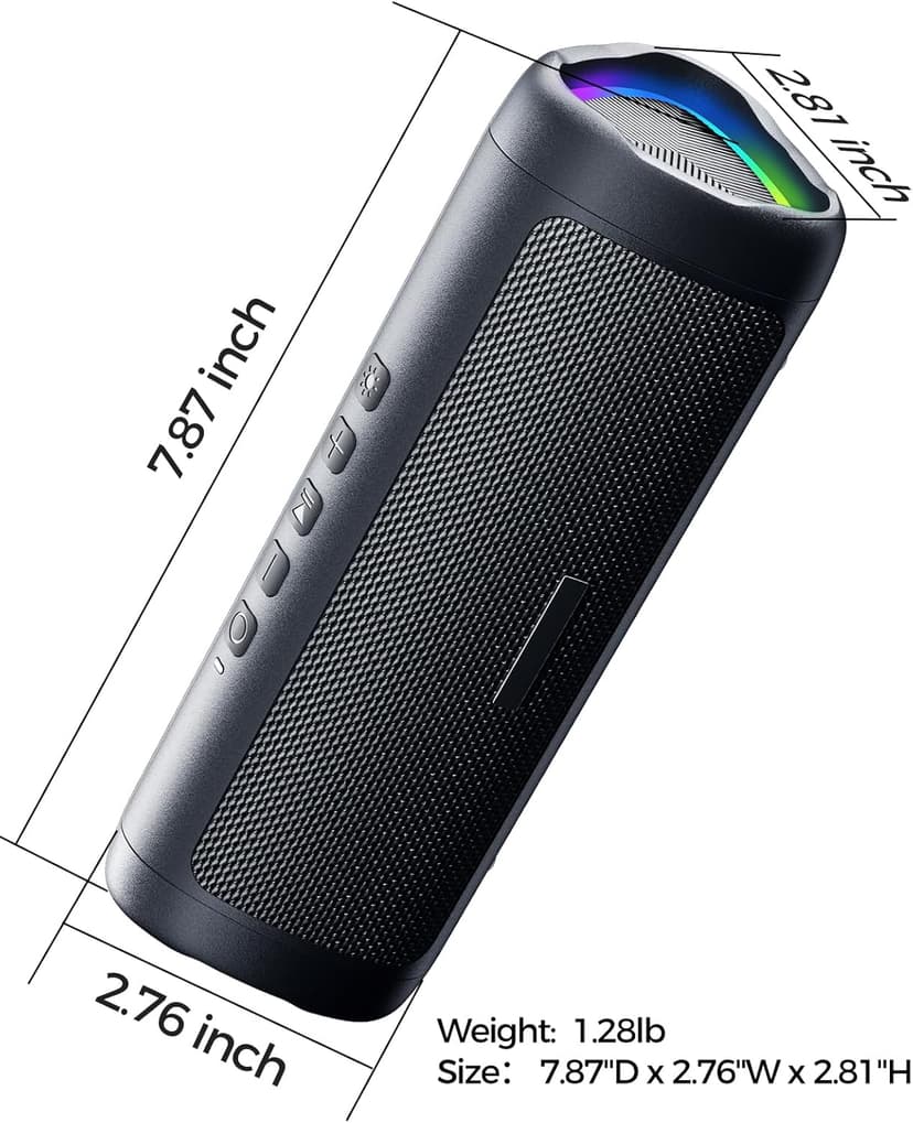 Bluetooth Speaker with HD Sound, Portable Wireless, IPX5 Waterproof, Up to 20H Playtime, TWS Pairing, BT5.3, for Home/Party/Outdoor/Beach, Stocking Stuffers, White Elephant Gifts for Adults (Black)