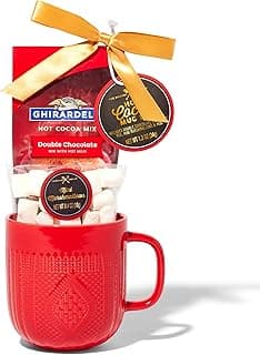 Hot Chocolate Gift Set Made with Ghirardelli, Includes 1 Single-Serve Packet of Ghirardelli Double Chocolate Hot Cocoa Mix, 1 Pack of Mini Marshmallows, and Ceramic Mug, Gourmet Hot Cocoa Gift Set