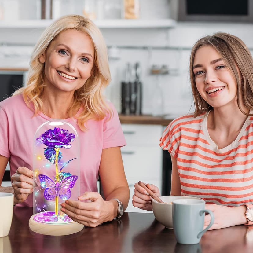 QUNPON Mothers Day Rose Gifts for Mom Flowers Rose Gifts for Women,Birthday Gifts for Women,Purple Butterfly Flowers for Mom Mother Day Flower Gifts from Daughter Son,Gift for Sister,Her,Grandma,Wife