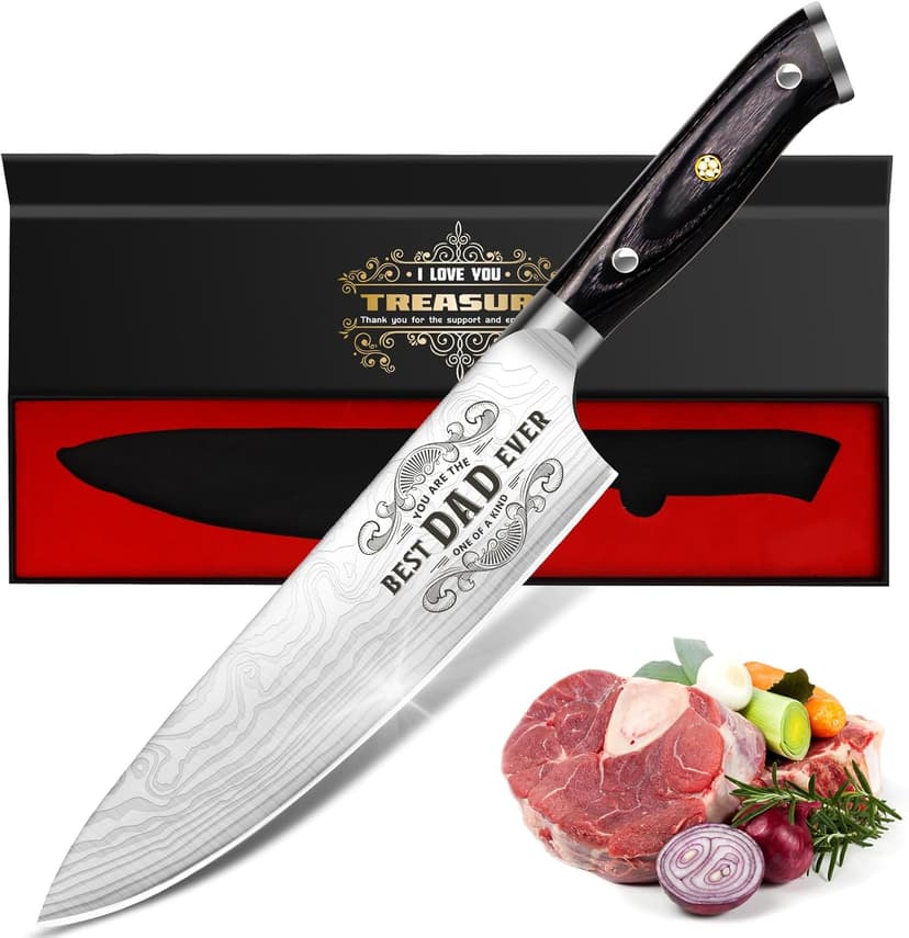 Gifts for Dad Men, Dads Gifts for Dad, Dad Birthday Gift from Daughter Son Kids, 8 inch Pro German 1.4116 Chef Knife, Kitchen Knife Gift Set for Best Dad Father Christmas Xmas Gifts