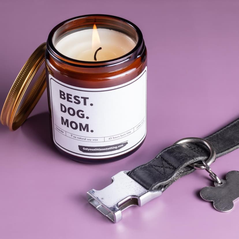 Best Dog Mom Lavender Vanilla Scented Candle, 100% Soy Wax, Long Lasting, 9oz - Dog Mom Gifts for Women - New Puppy Funny Present Idea for Pet Owner