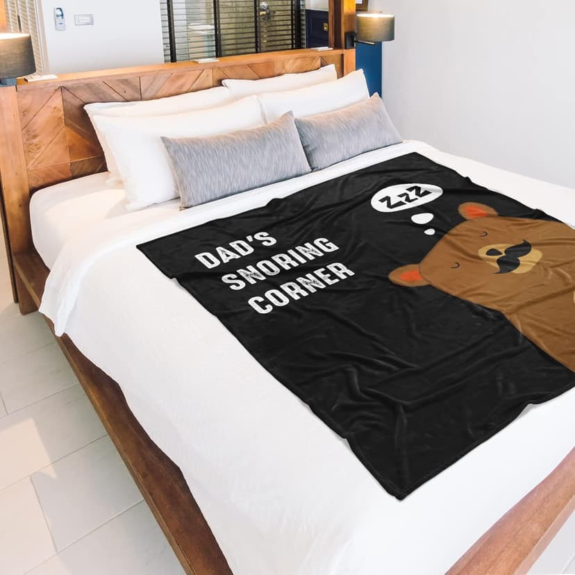 Niyewsor Blanket Gifts for Dad, Funny Dad's Snoring Corner Blanket, Dad Birthday Gift from Daughter Son, Present for Father/Daddy/Stepdad on Fathers Day, Christmas, 60"x50"