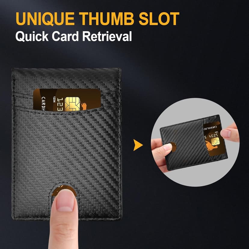 Wallets for Men Anti-theft Brush - Multi-Card Cash Clip Carbon Fibre Texture Ultra-thin Design Business Commuting Daily Carry Father's Day/Birthday Gift Preferred