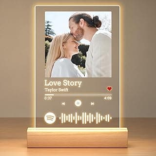 Spotify Plaque Personalized Gifts for Women Men, Custom Music Spotify Song Plaque, Customized Photo Picture Frames, Personalized Anniversary Birthday Gifts for Her Him Boyfriend Girlfriend Couples
