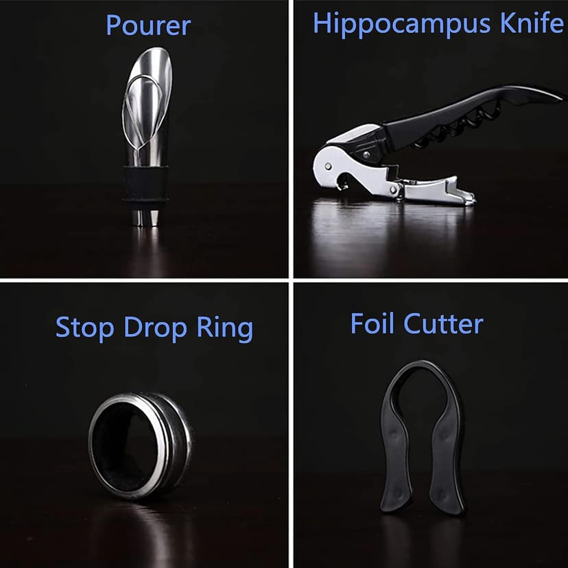 Wine Gift Box with 4 Wine Accessories Set,Portable Two Bottle Wine Carrier Case for Christmas,Wedding, Anniversary, Party,Vintage Leather Wine Storage Box for Home Bar Decor and Wine Collection