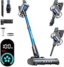 Cordless Vacuum Cleaner, 8-in-1 Cordless Stick Vacuum Cleaner with 3 Suction Modes, Up to 45mins Runtime, Rechargeable, Self-Standing, Wireless Vacuum Cleaners for Home Pet Hair Carpet Car Hard Floor