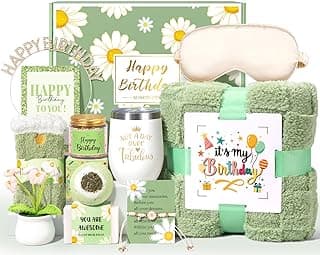 Birthday Gifts for Women, 12pcs Happy Birthday Gift Basket for Women Unique Gifts Set Ideas Relaxing Birthday Box w/ Blanket for Her Mom Best Friends Female Sister Coworker Her Friendship