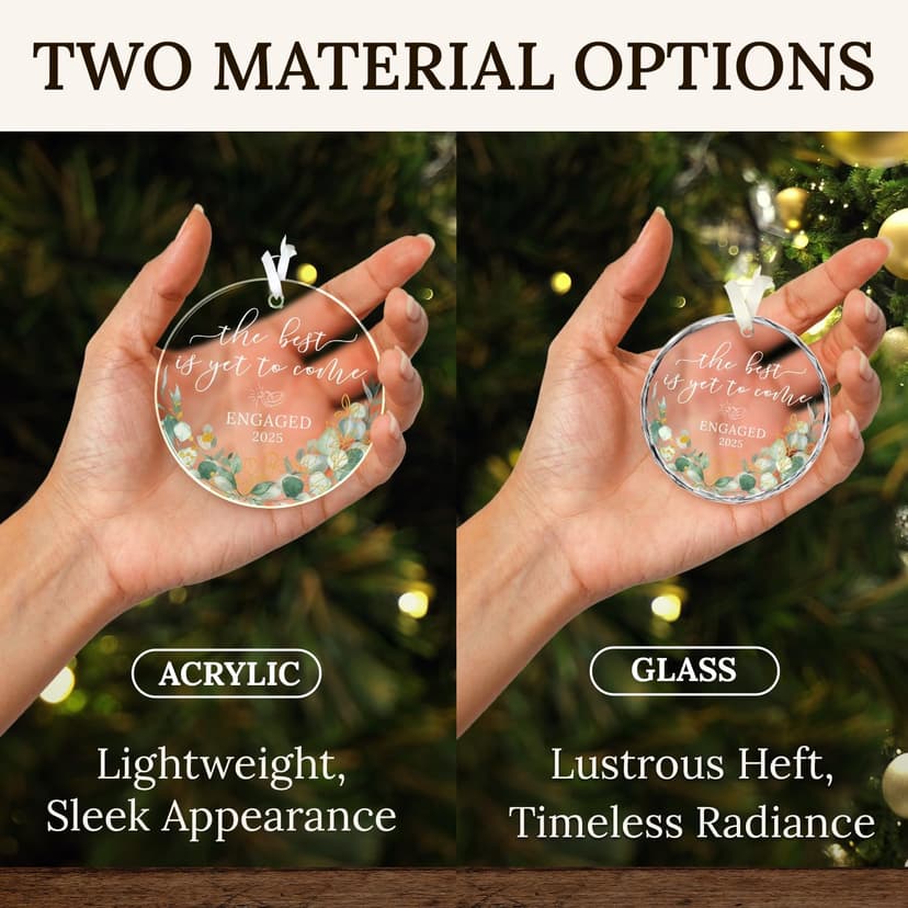 HEXMOZ Engagement Gifts for Couples - Engagement Gift for Newly Engaged Couples, Women, Fiance, Her - Bride to Be Gifts, First Christmas Just Engaged Acrylic Ornament 2025 - Party Decorations