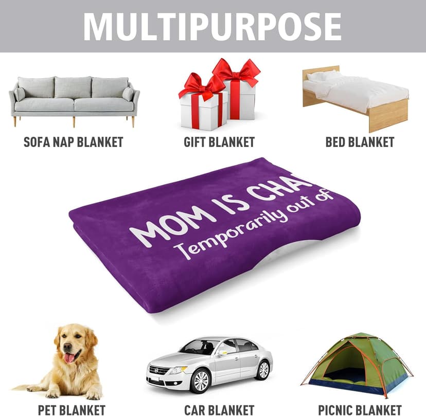 Craftique Gifts for Mom Birthday Christmas- Funny Soft Mom is Charging Blanket- New Moms Gifts for Women, Practical Blanket Throw for Napping Travel, 60”×50”