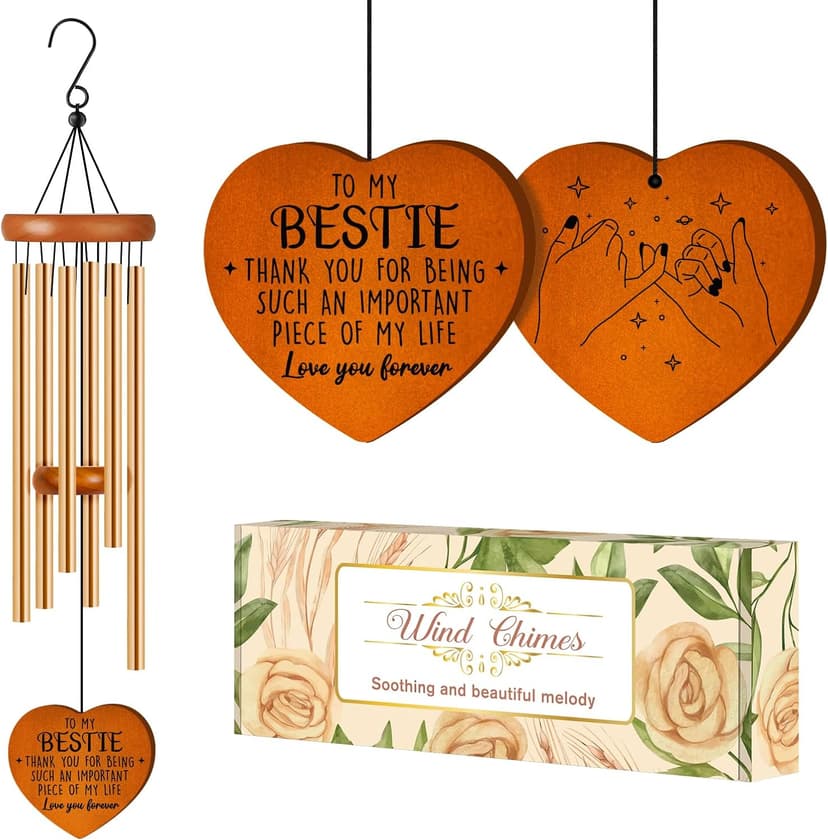 Bestie Gifts for Women, Best Friend Wind Chimes, Friendship Bestie Happy Birthday Gift for Women, Graduation Thanksgiving for Friends Female BFF