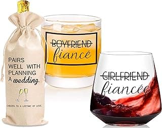 Engagement gifts for couples gifts for Newly Engaged,2025 Engagement present for Her Fiance Fiancee wine glasses for Women,Mr Mrs Gifts engaged gifts for Bridal,Women Engagement Gifts
