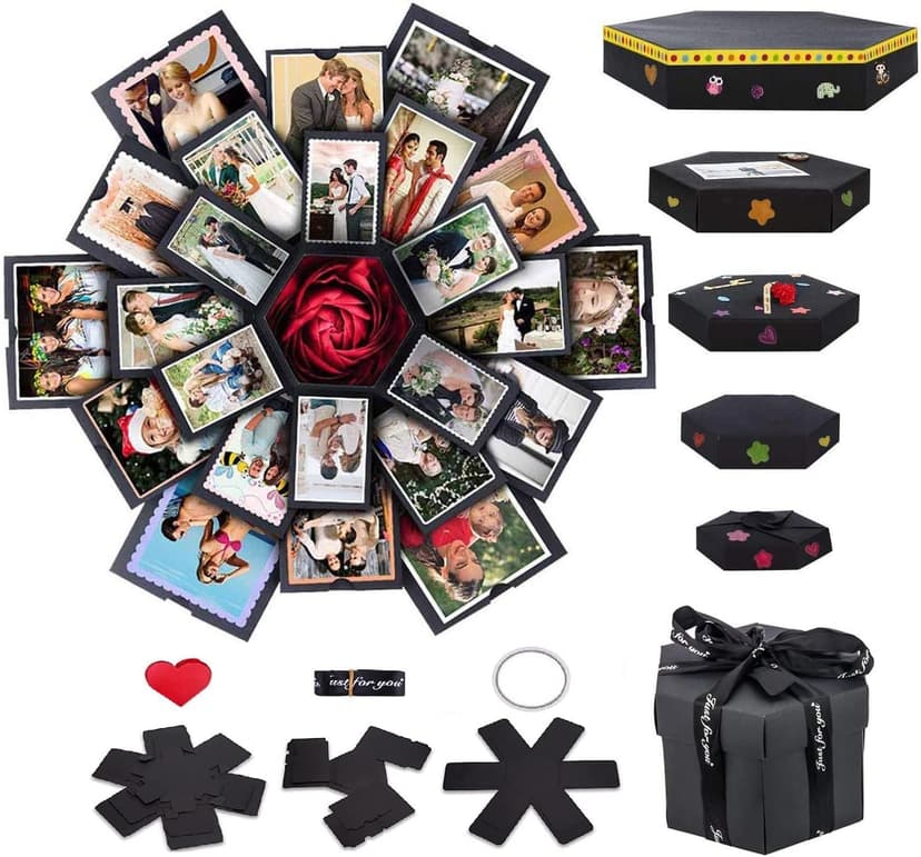 Explosion Gift Box - Photo Box, A Creative Six-sided Gift Box. Love Memory DIY Handmade Photo Album Scrapbook, A Surprising Boyfriend Birthday Gift, Ideal for Weddings, Christmas or Valentine's Day