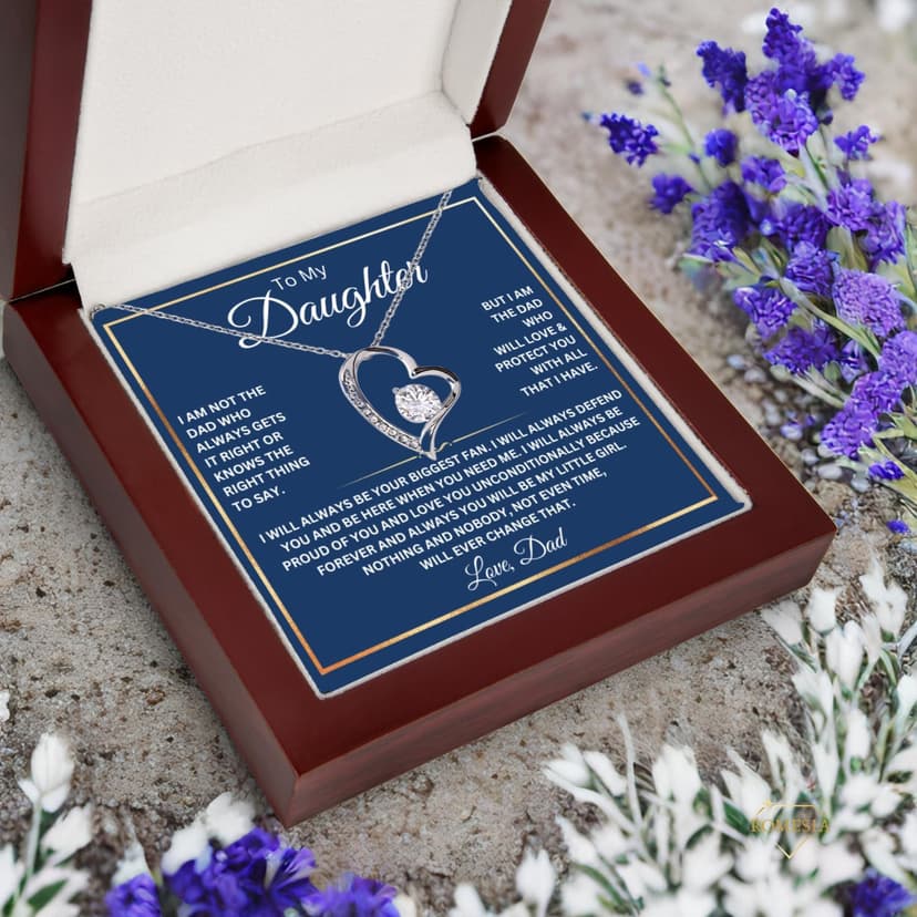 To My Daughter Necklace From Dad With Heartfelt Message, Daughter Birthday Present From Dad, Jewelry Gifts For Graduation for Her From Mom or Daddy, 14K Pendant