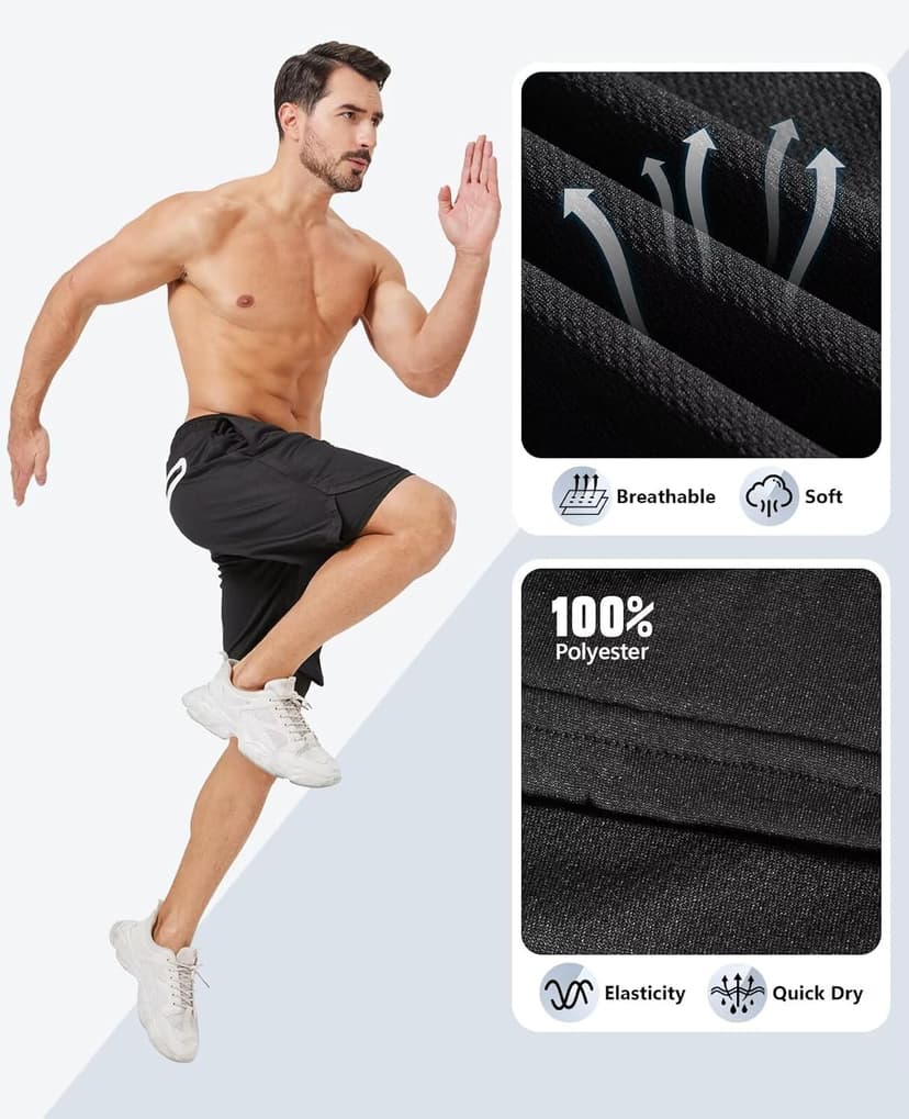 3 Pack Men's 2 In1 Gym Shorts Men with Pockets 7 inch Workout Shorts Men Running Shorts with Liner&Towel Loop