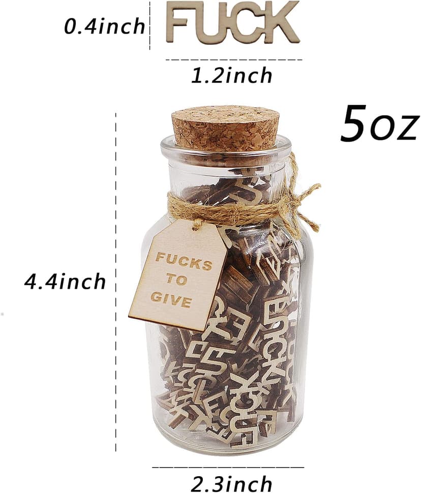 fuc k jar（5oz）Gift Jar,Fuc ks to Give,Fuc k Wooden Cutout Letter Piece Bad Mood Vent Spoof Birthday Day,Holiday, Thanksgiving Christmas Gifts to Friend,gag Funny Gift