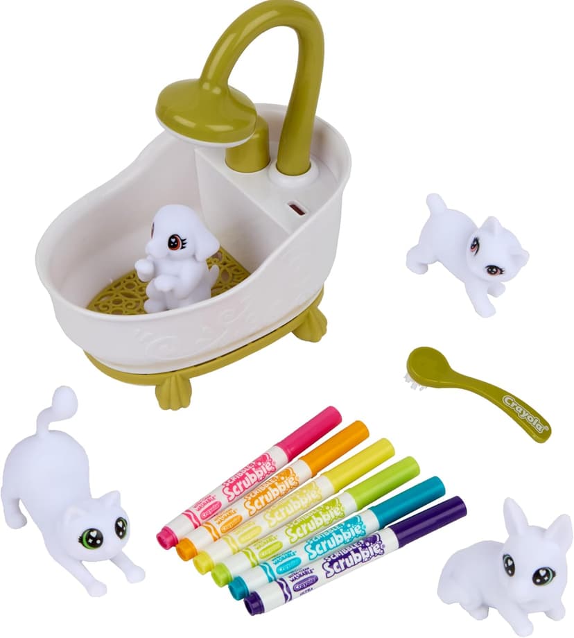 Crayola Scribble Scrubbies Glam Pack (4 Pets), Holiday for Kids, Washable Pet Care Toy, Coloring Animal Craft, Stocking Stuffer Toys for Girls & Boys, 3+