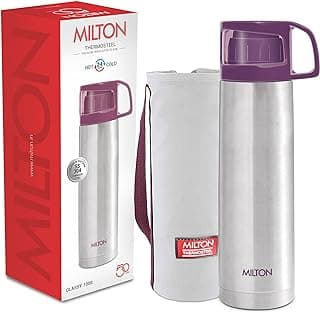 Milton Thermos for Hot Drinks 1000 ml (34 oz), 24 Hours Hot and Cold, Stainless Steel Water Bottle, Double Walled Vacuum Insulated Flask for Hot Coffee, Thermosteel, Leak Proof, Glassy, Purple