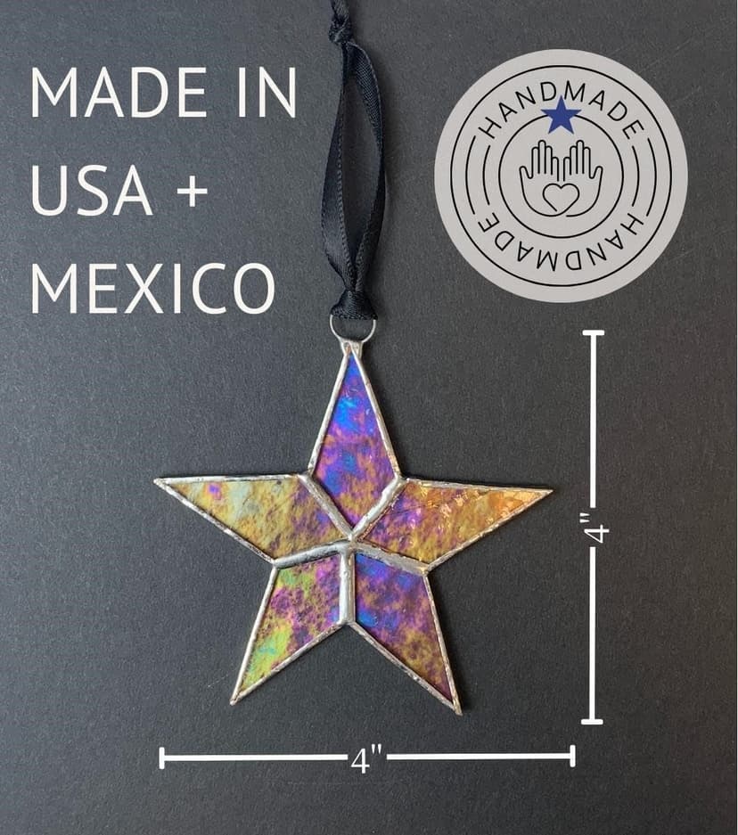 Handmade Iridescent Stained Glass Star With Heartfelt Thank You Message - Thank You Gift For Someone Special/Appreciation Gift/Gratitude Gift for Friends, Neighbors/Colleagues (Thank You)