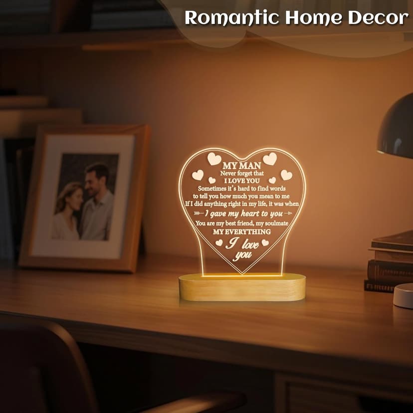 Gifts for Him, I Love U to My Husband's Gifts with Warm Light for Home Decor, Gifts for Birthday, Xmas,Holidays, A Thankyou Gifts for Him Husband Boyfriend My Man