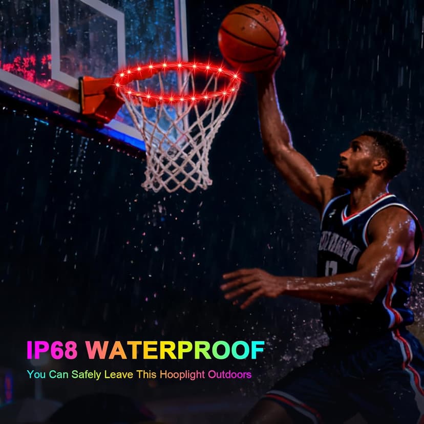 LED Basketball Hoop Lights, Remote Contral Basketball Goal Accessories Light Up Hoop Rim, 16 Color Change, Waterproof, Basketball Gift for Youth Boys Girls Men Kids