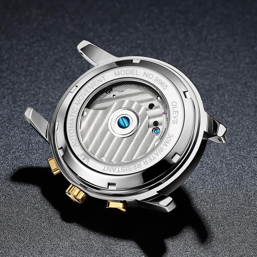 OLEVS Men Automatic Watch Stainless Steel Skeleton Mechanical Date Calendar Luxury Classic Business Waterproof Luminous Wrist Watches