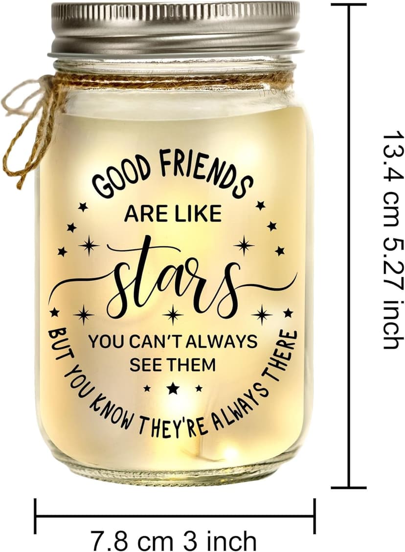 Kenon Mason Jar Night Light for Bestie, Birthday Day Gifts for Women, Home Decoration Lights, Personalized Mason Jar Mothers Day Christmas Gifts for Best Friends Sister
