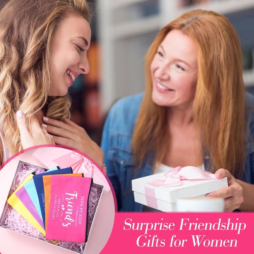 Paterr 20 Pcs Friend Cosmetic Bags Friend Group Gifts Friendship Makeup Pouch Bulk Christmas themed Gifts for Women Bestie Birthday Day