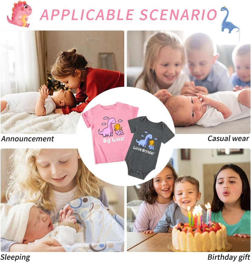 Funnycokid Big Sister Little Brother Matching Outfits Toddler Girl Shirt Newborn Boys Clothes