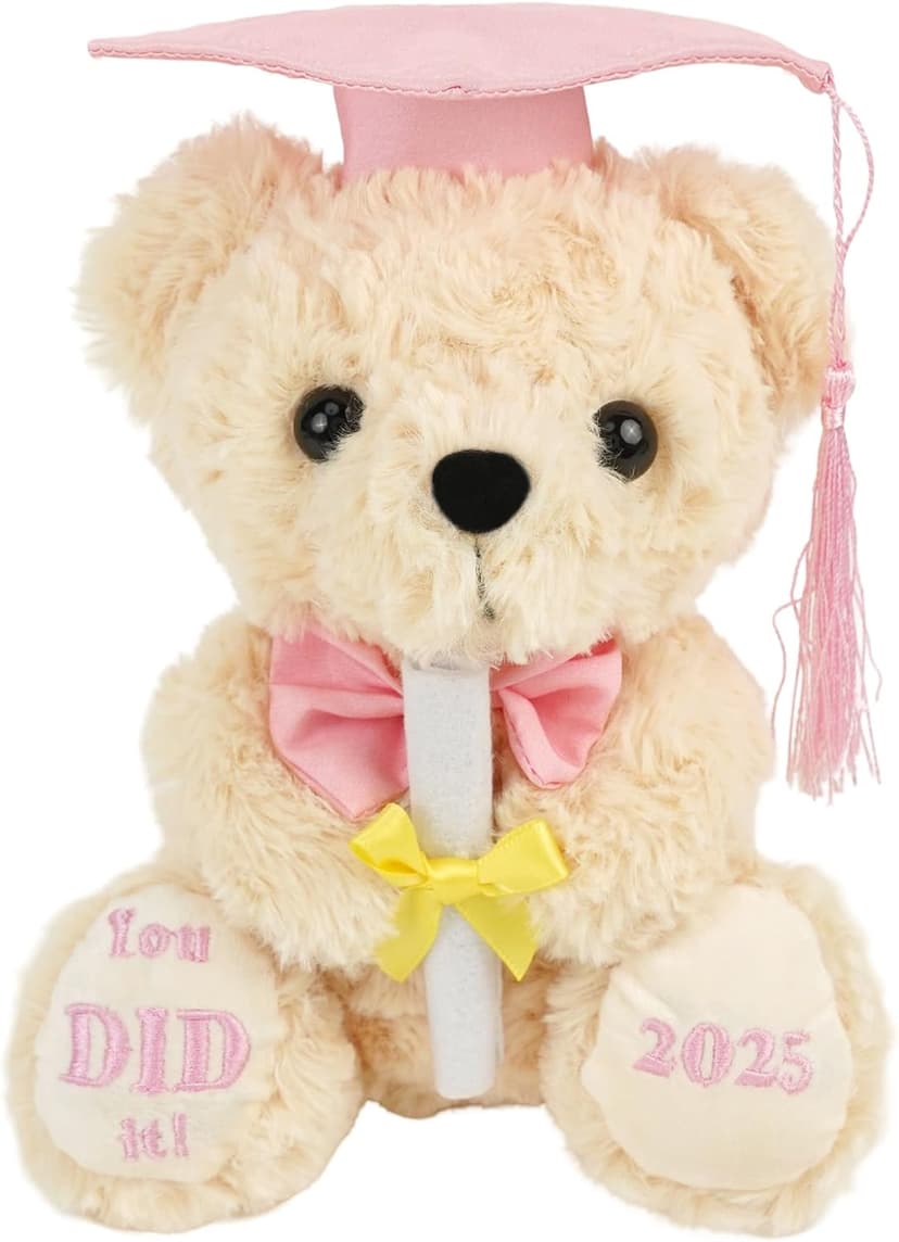 Class of 2025 Graduation Bear - Kindergarten Graduation Gift for Girls,Stuffed Plush Teddy Bear with Cap & Diploma, High School Graduation Gifts for Her, Grad Bear Gift 2025-8 Inch| You DID it (Pink)