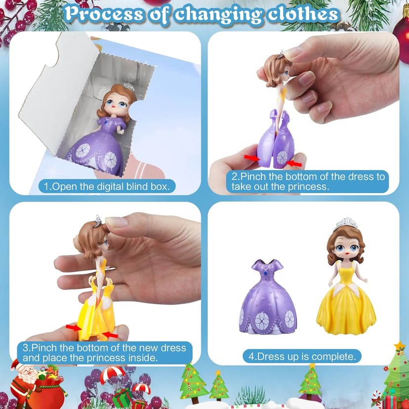 Princess Advent Calendar 2025 Girls, Princess Deformation Toys 24 Days Christmas Countdown Calendar Creative Xmas Gifts for Kids Teens