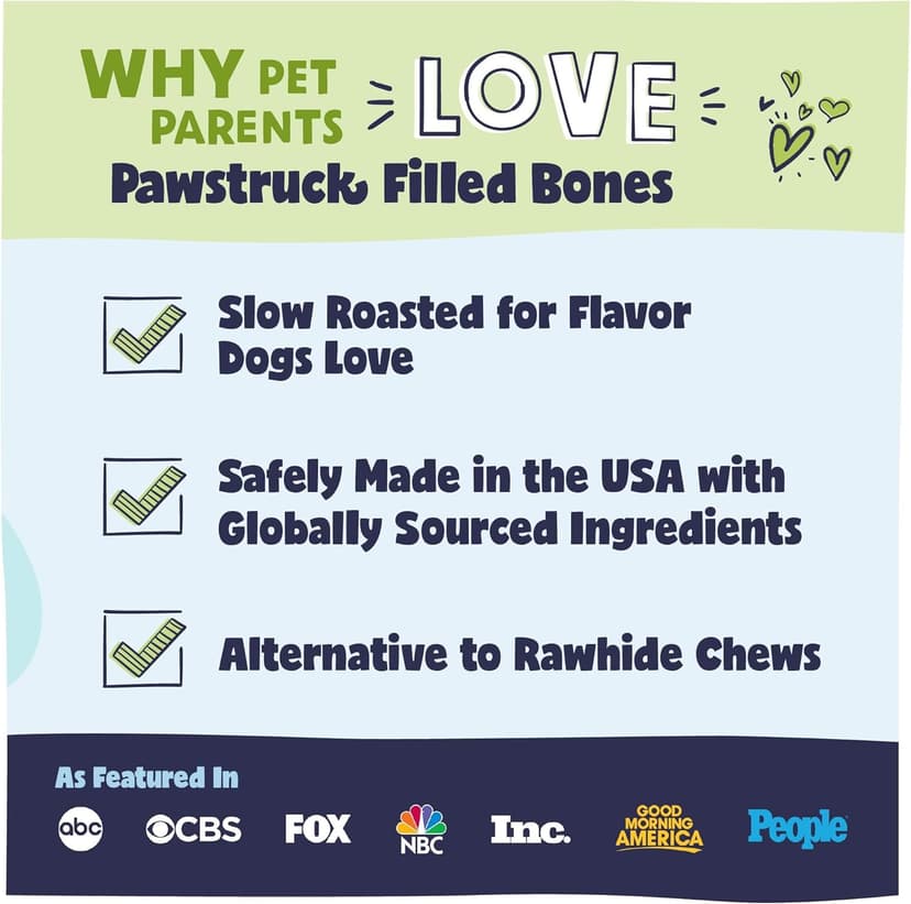 Pawstruck Large 5-6” Filled Dog Bones Variety Pack - Peanut Butter, Cheese & Bacon, Beef Flavors - Made in USA, Long Lasting Stuffed Femur Treat for Aggressive Chewers - Pack of 3, Packaging May Vary