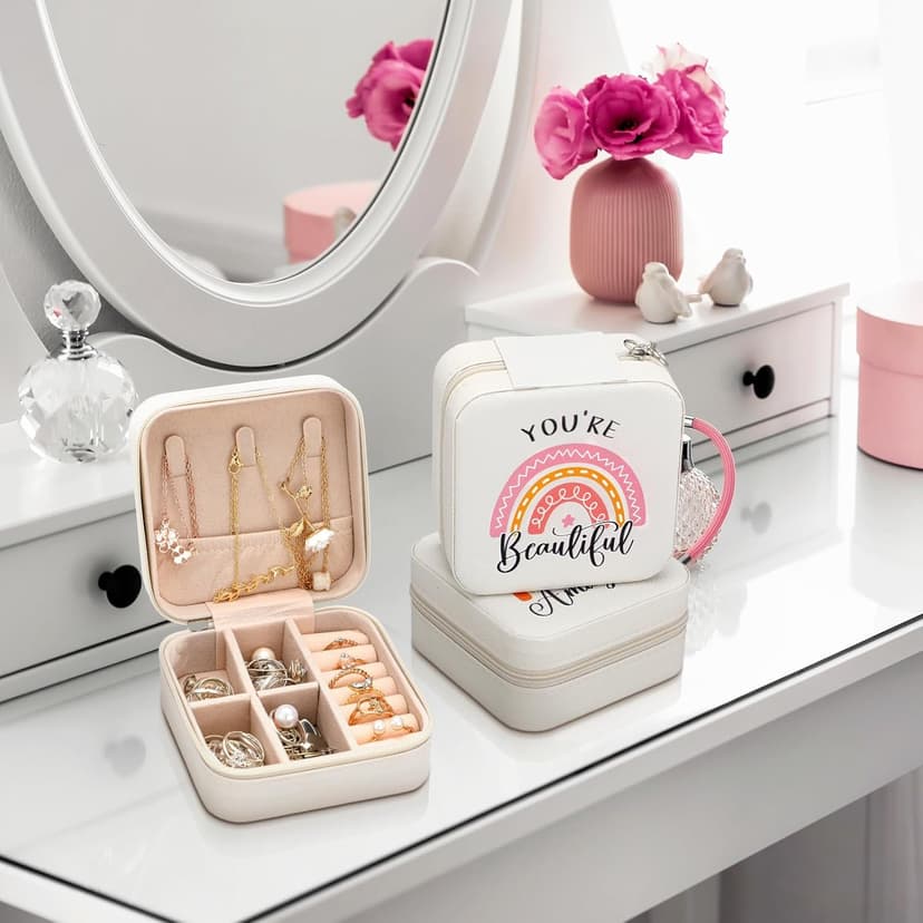 Kenning 6 Pcs Rainbow Inspirational Travel Jewelry Boxes Inspirational Gifts Travel Jewelry Case Employee Appreciation Gifts for Women