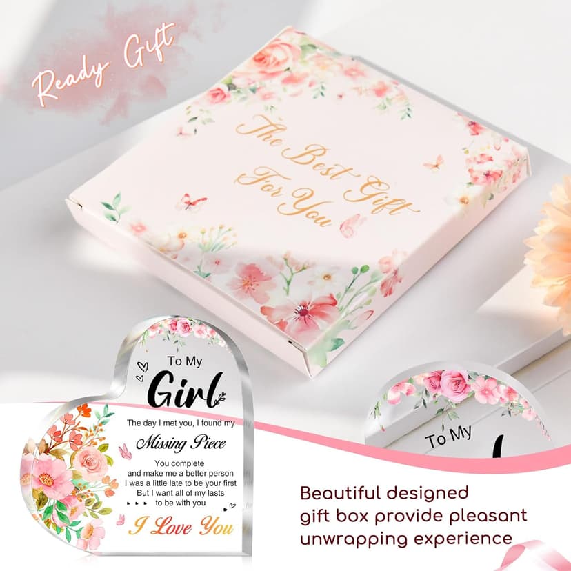 Gifts for Girlfriend, Mothers Day Gifts for Girlfriend, Anniversary Valentines Gifts for Her, To My Girl Acrylic Keepsake, Romantic I Love You Gifts for Her Girlfriend GF Gifts
