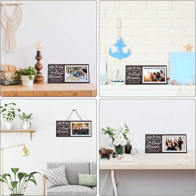 Jetec Wooden Friends Picture Frame 12 x 5.5 Inch Photo Frame Graduation Day Dear Friends Gifts Long Distance Friendship Photo Gifts(Brown)