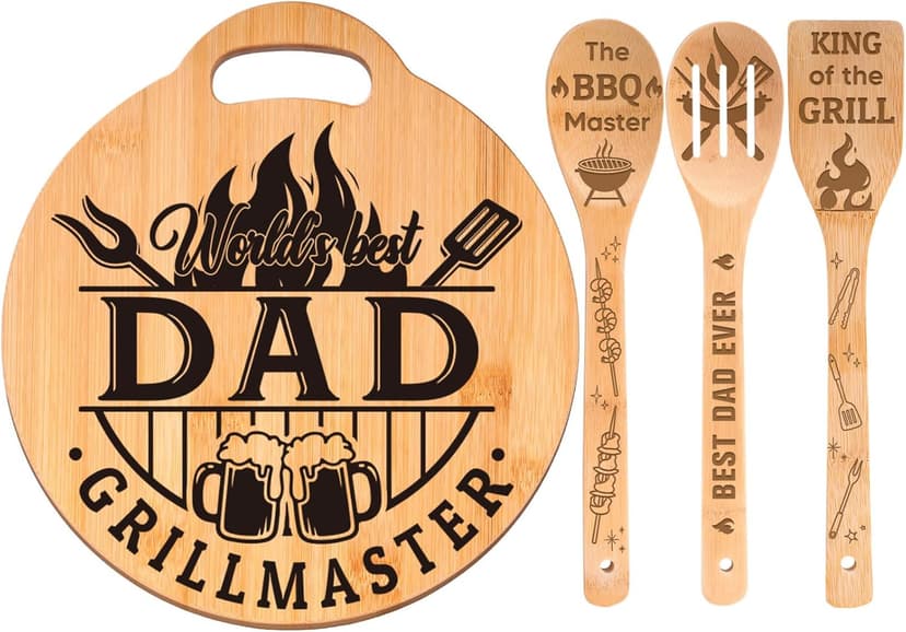 Dad Birthday Gift - Engraved Bamboo Cutting Board Set, Unique Gifts for Dad from Daughter/Son, Fathers Day Christmas Birthday Gifts for Dad Daddy Father