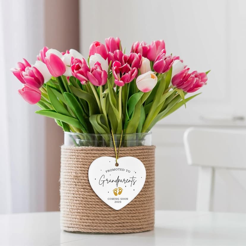 Grandparents Gifts - First Time Grandparents Gifts for Grandma, Grandpa - Baby Pregnancy Announcement Ornament for New Grandma - Grandpa to Be Ornaments 2026 - Ceramic Hanging Ornament