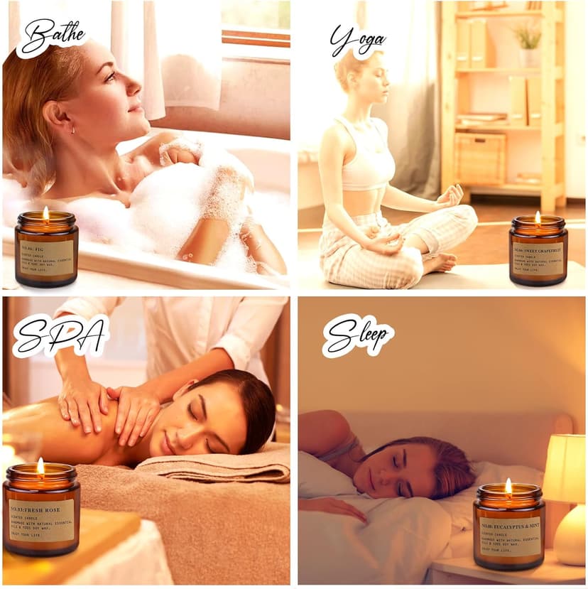 8 Pack Candles for Home Scented,Aromatherapy Jar Candle Gifts for Women, Natural Soy Wax Amber Candle Set, Scented Candles Set for Birthday Valentine Mother's Christmas Day Present