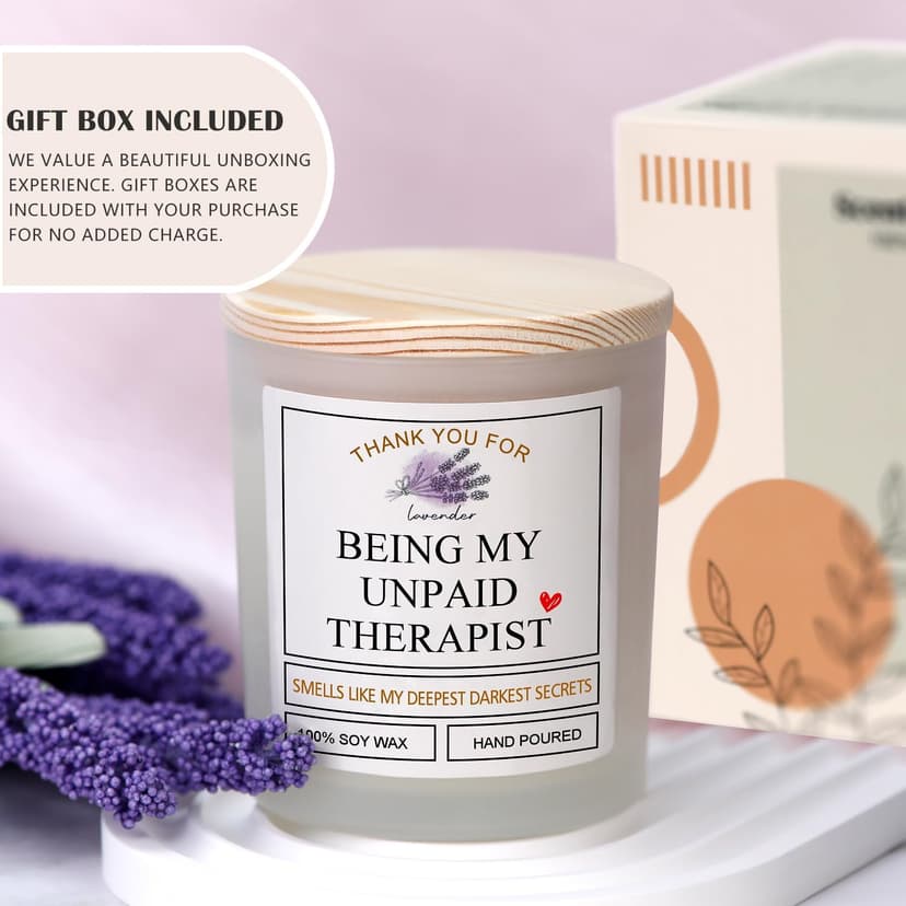 Thank You for Being My Unpaid Therapist - Friendship Gifts for Women Scented Candles Birthday Gifts for Friends Work Besties Mom Female Roommate Ideas Gifts