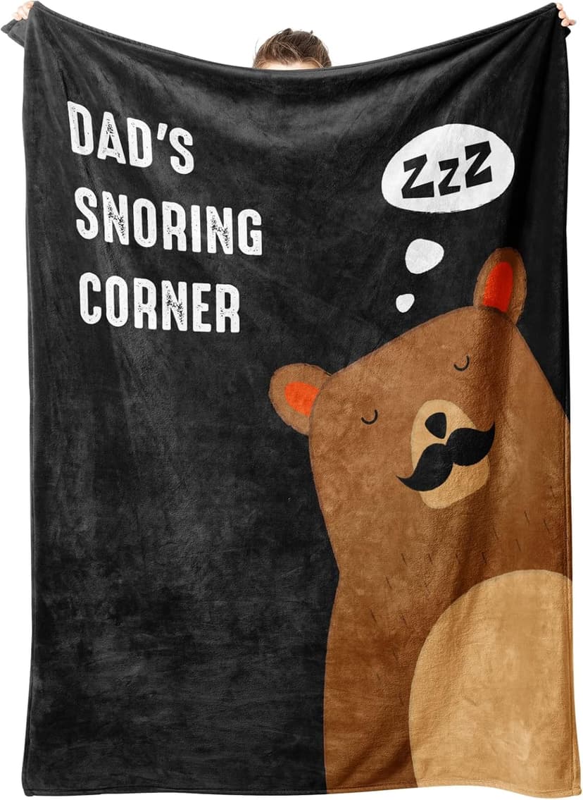 Niyewsor Blanket Gifts for Dad, Funny Dad's Snoring Corner Blanket, Dad Birthday Gift from Daughter Son, Present for Father/Daddy/Stepdad on Fathers Day, Christmas, 60"x50"