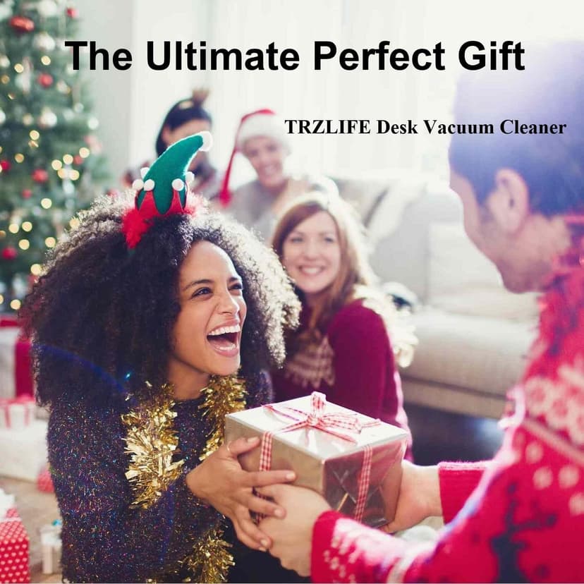 TRZLIFE Desk Vacuum Cleaner, Rechargeable and Durable Mini Desktop Vacuum with Bonus Accessories Desk Cleaner Sucks Tiny Items and Crumbs from Desktop Drawer Countertop Ideal as a White Elephant Gift