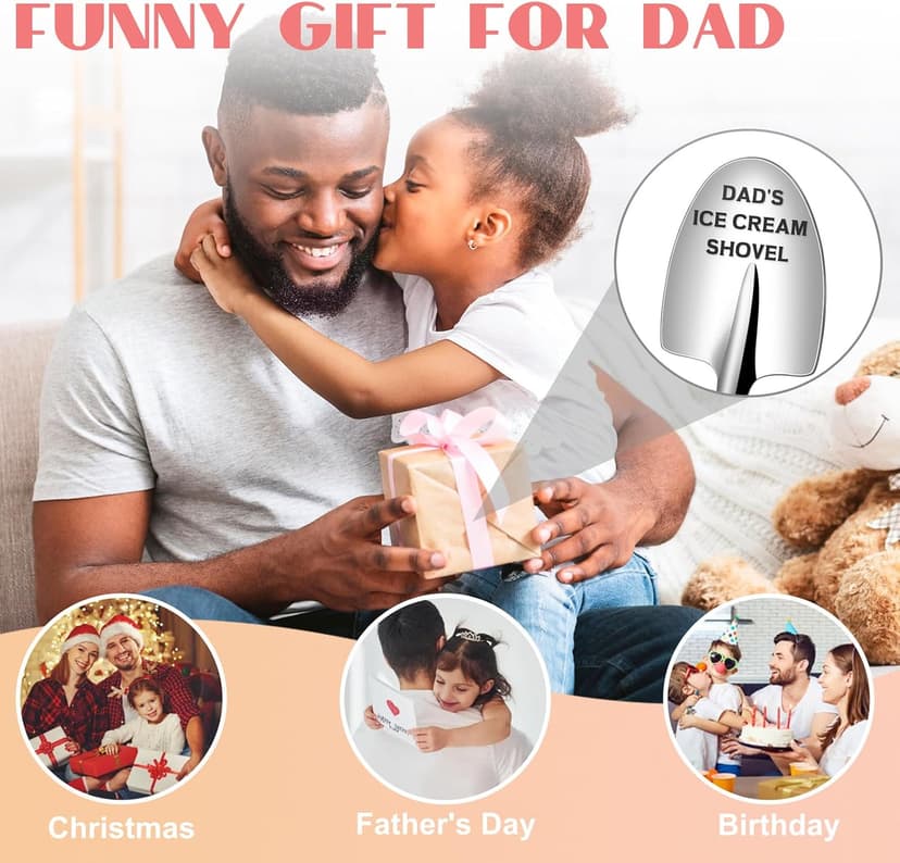 Fathers Day Gifts for Dad - Dads Ice Cream Shovel Spoon - Unique Personalized Funny Gifts for Dad Father in Law Father's Day Birthday Christmas Stocking Stuffers Small Presents from Daughter Son