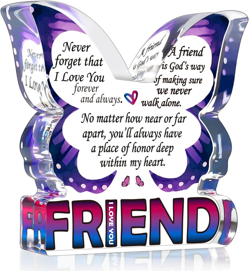 Best Friend Birthday Gifts for Women, Butterfly Gift for BFF Bestie Bestfriend, Friendship Gifts for Women, Small Gifts for Female Friend Ideas, Friend Decorative Signs Plaques