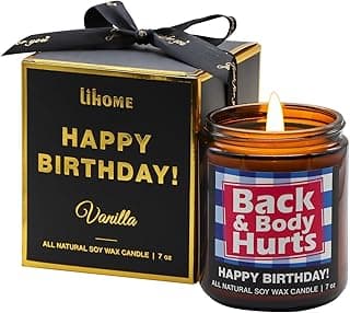 Lihome Birthday Gifts for Men & Women, Funny Happy Birthday Candle for 30th, 40th, 50th & 60th - Back and Body Hurts Vanilla Candle