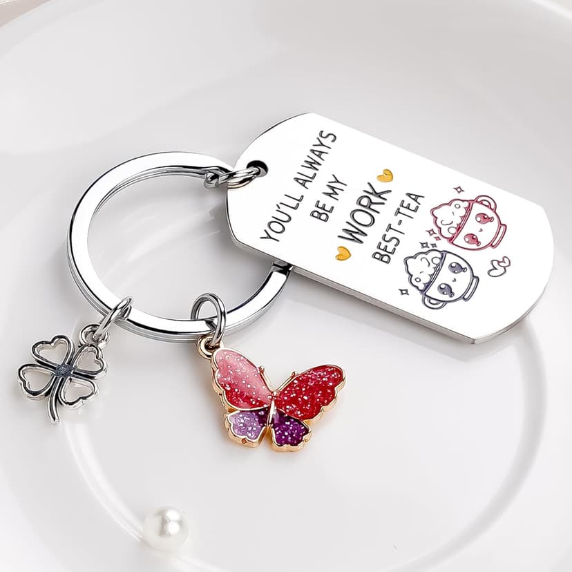 Coworker Leaving Gifts for Women - Funny Friendship Thank You Work Bestie Keychain Present for Friend Colleague Christmas