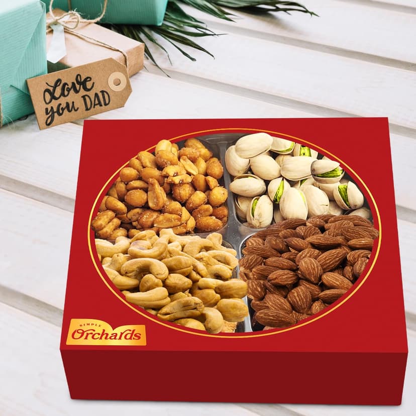 Nuts gift Basket of Cravings Gourmet Nuts Collection, Premium Mixed Nut Gift Box, 4 Sectional.
