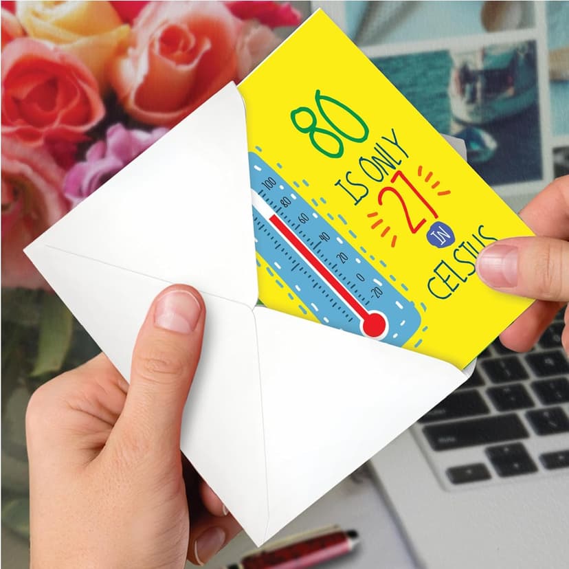 NobleWorks - 80th Happy Birthday Card Funny - 80 Year Old Celebration, Milestone Humor Card for Grandparents, Parents - In Celsius 80 C9351MBG