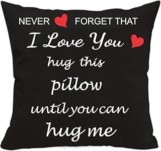 Anrkets Two Sided Printing Lover Pillow Cover I Love You Hug This Pillow Until You Can Hug Me, Valentine's Day Birthday Gifts for Girlfriend Cotton Linen Square Decorative Waist Pillowcase 18"x 18"