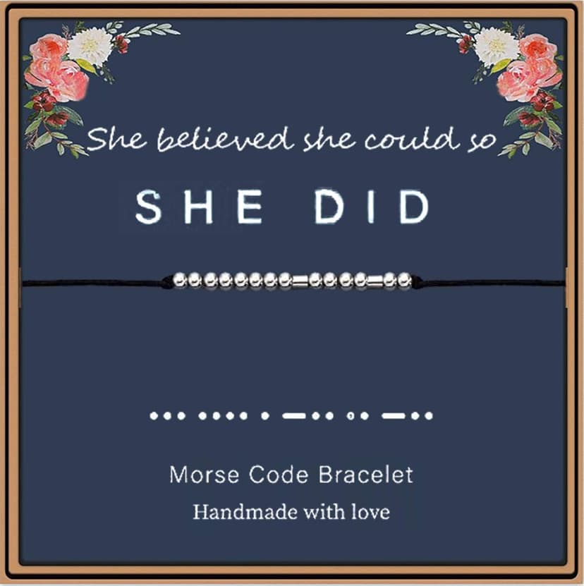 morniface Morse Code Bracelets for Women, Inspirational Gifts Jewelry Girls Birthday Graduation Gifts for Her Best Friends