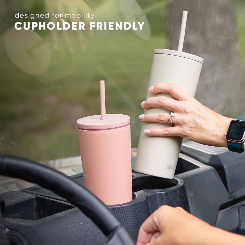 Simple Modern Insulated Tumbler with Lid and Straw | Iced Coffee Cup Reusable Stainless Steel Water Bottle Travel Mug | Gifts for Women Men Her Him | Classic Collection | 24oz | Blue Dune